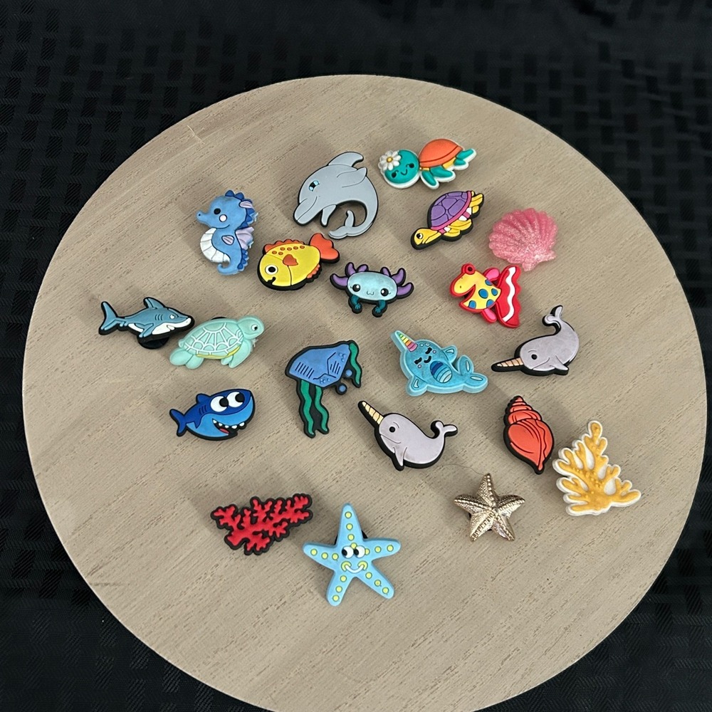 Sea Creatures Underwater Croc Charms Set Of 20 Shoe Jewelry Shark Shell Turtle